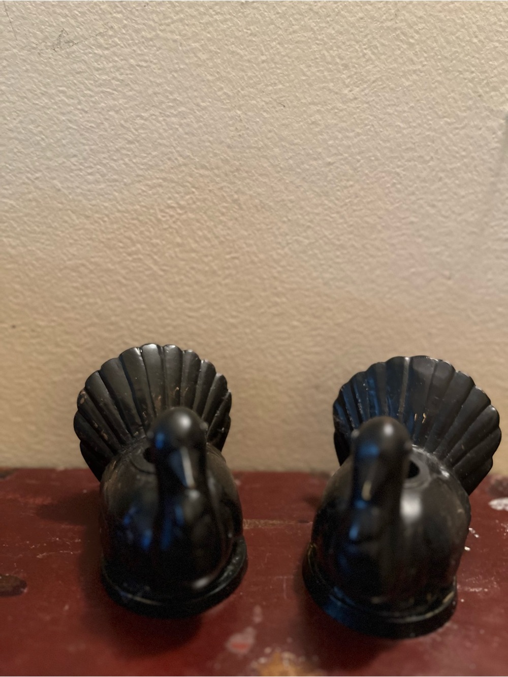 Pottery Barn Black Ceramic Turkey Figurine Pair